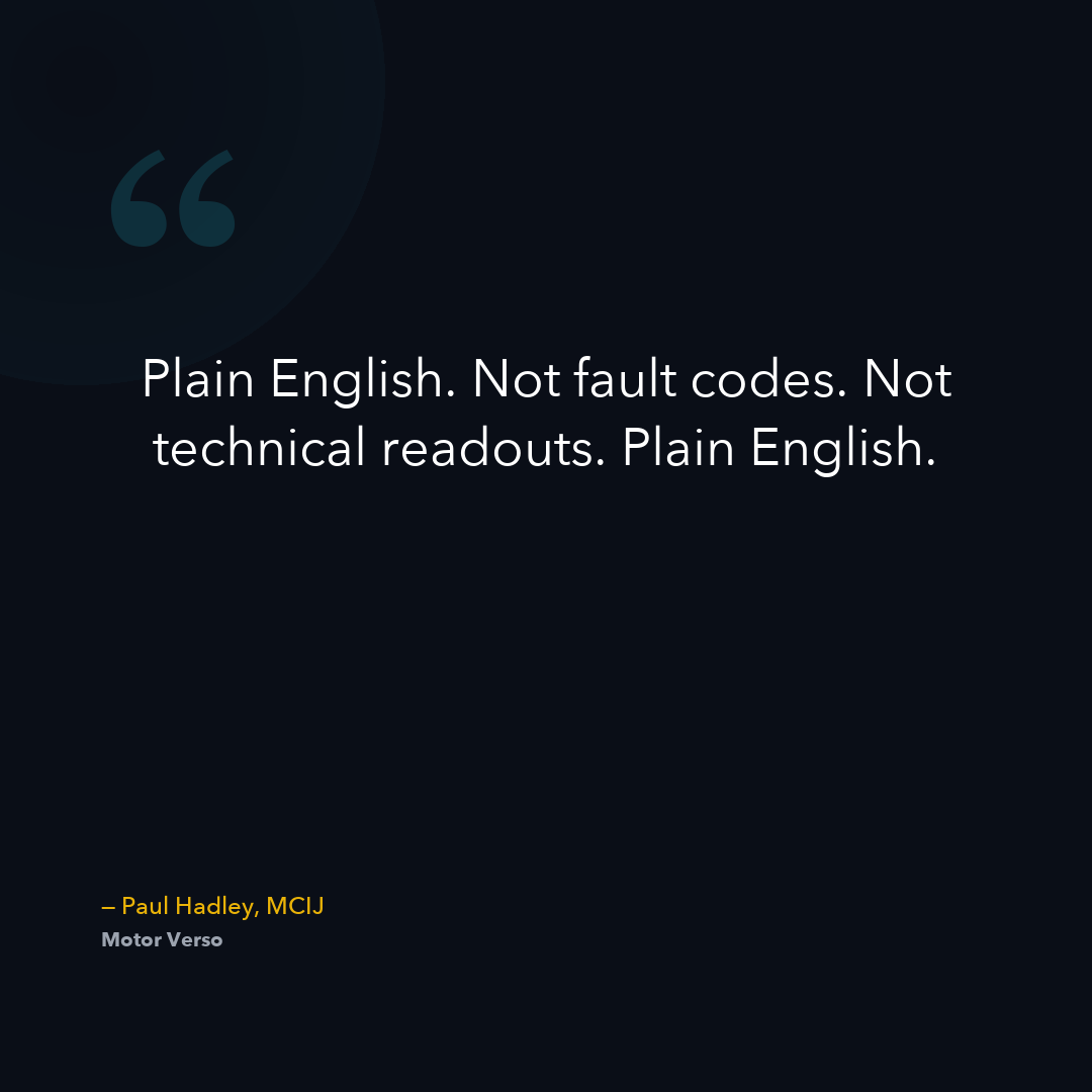 Motor Verso quote - plain english